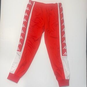 Kappa Woman’s Red Logo Tape Track Pants, Sweatpants, Size M, Joggers